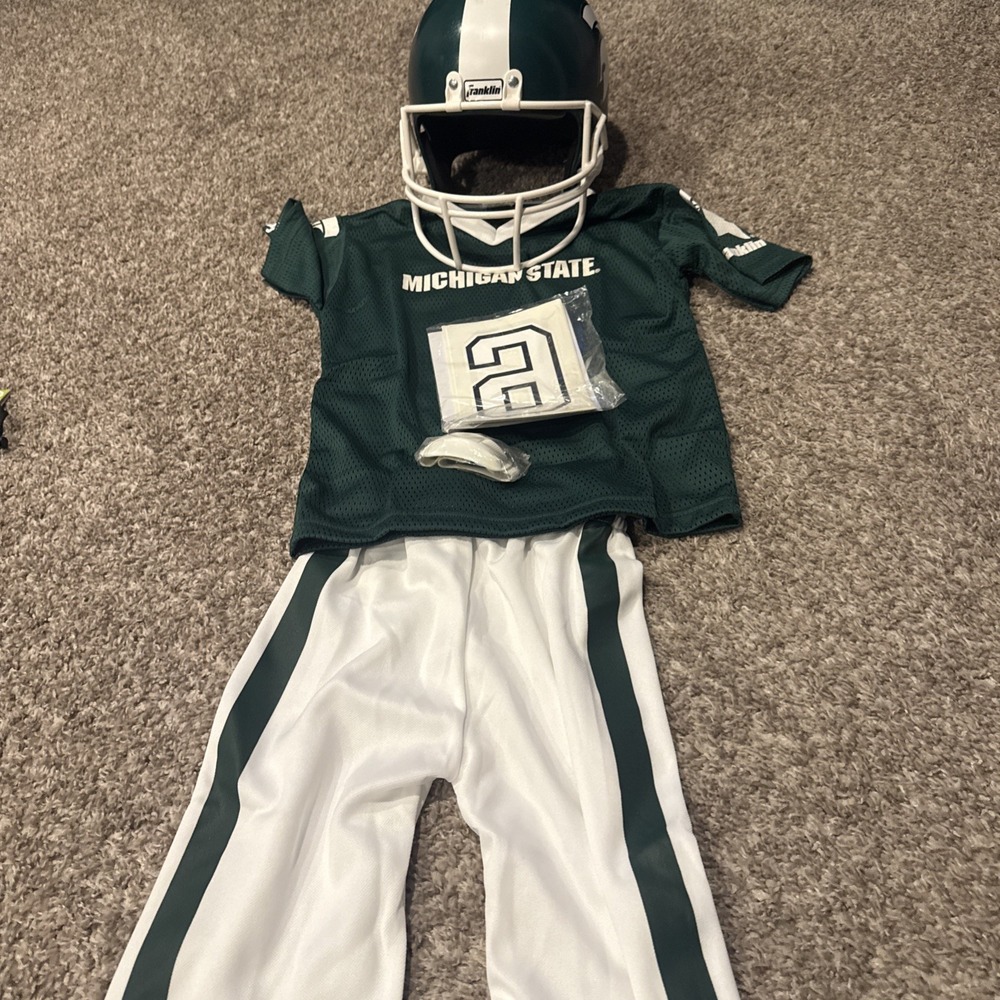 Franklin Sports NCAA Mi State Helmet, Jersey, Chin Strap Size S/M Kids Helmet